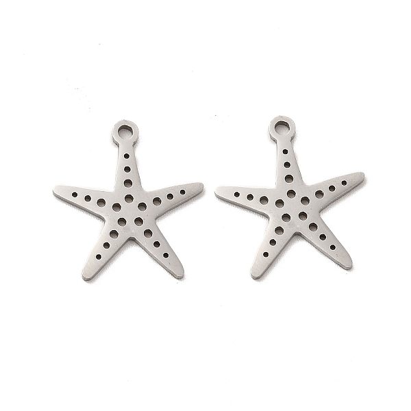 

PandaHall 201 Stainless Steel Pendants, Starfish Charm, Stainless Steel Color, 17x15x1mm, Hole: 1.4mm 201 Stainless Steel Starfish