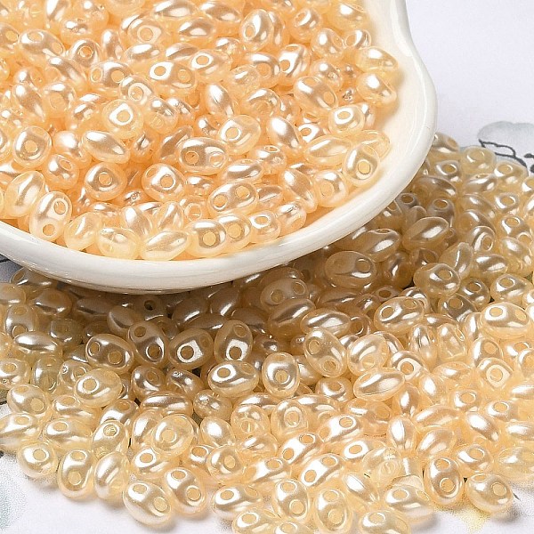 

PandaHall Opaque ABS Beads, Double Hole, Oval, Navajo White, 6x4.5x3.3mm, Hole: 1.2mm, about 14516pcs/500g ABS Plastic Oval