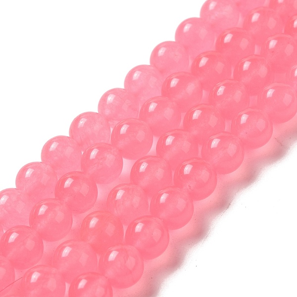 

PandaHall Dyed Natural White Jade Round Bead Strands, Grade A, Hot Pink, 8mm, Hole: 1mm, about 50pcs/strand, 15 inch White Jade Round Pink