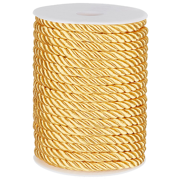 

PandaHall 3-Ply Polyester Twisted Cords, Milan Cord, with Spool, Gold, 8mm, about 21.87 Yards(20m)/Roll Polyester Gold