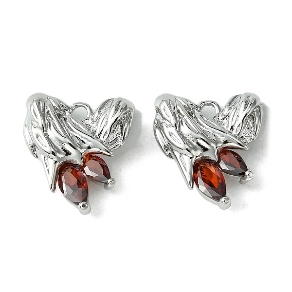 

PandaHall Brass Heart Charms, Real Platinum Plated, with Glass, Siam, 13x12x4mm, Hole: 1.5mm Brass+Glass Heart Red
