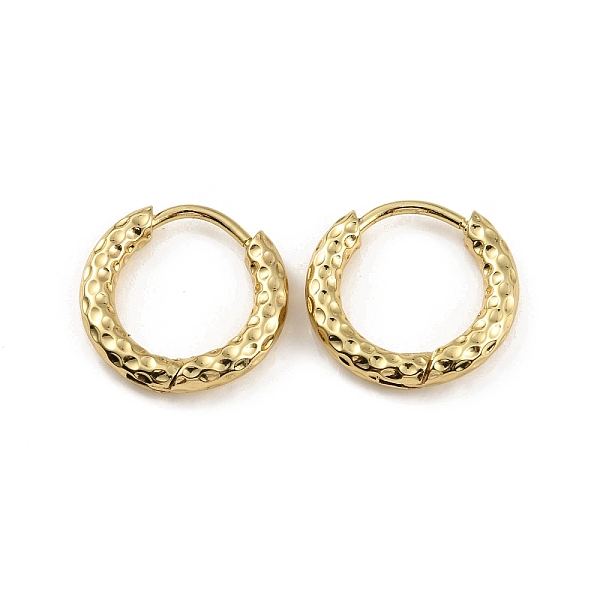 

PandaHall Ion Plating(IP) 304 Stainless Steel Grooved Hoop Earrings, Real 18K Gold Plated, 15x2.5mm, Pin: 1mm 304 Stainless Steel Ring