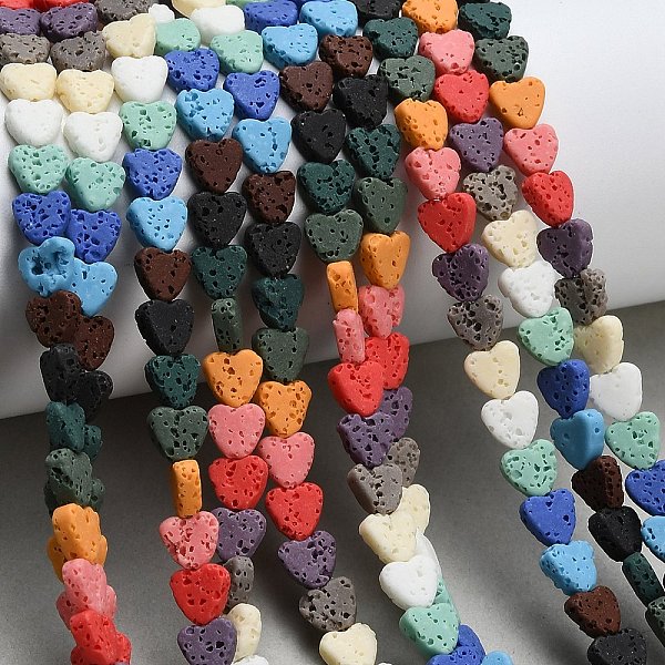 Brins de perles de pierre de lave synthétique