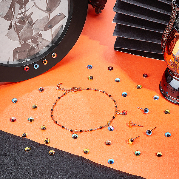 

PandaHall 200pcs Animal Eye Glass Cabochons, 50 Style Dragon Eyes Glass Cabochons 6mm Cat Owl Bird Human Pupil Eyes Half Round Gems for Art..., Multicolor