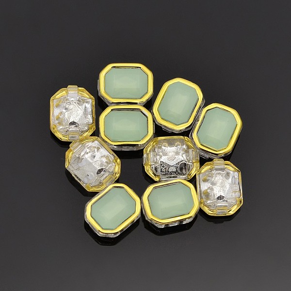 

PandaHall Sew on Rhinestone, Multi-strand Links, Taiwan Acrylic, Golden Plated, Garment Accessories, Rectangle, Pale Green, 10x8x5mm, Hole...