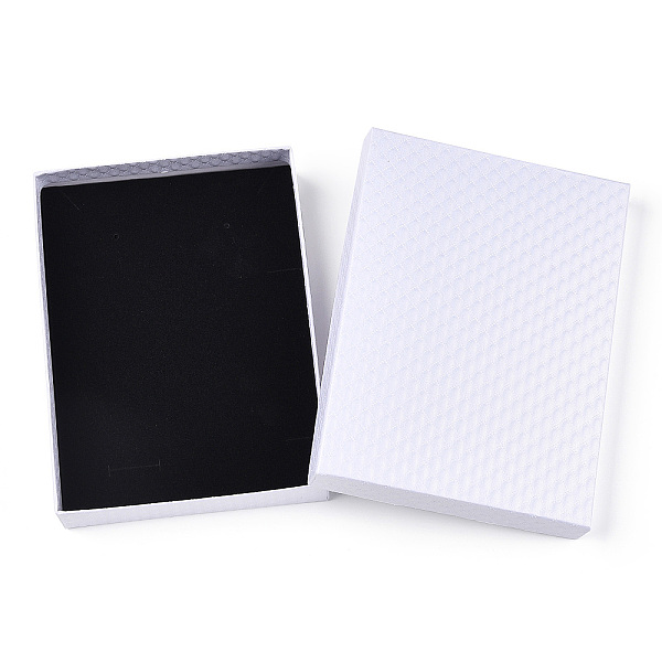 

PandaHall Rhombus Textured Cardboard Jewelry Boxes, with Black Sponge, for Jewelry Gift Packaging, Rectangle, White, 16x12x3.2cm, Inside...