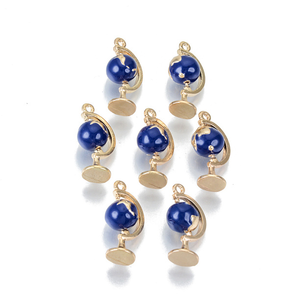 

PandaHall Light Gold Plated Alloy Enamel Pendants, Rotatable, Cadmium Free & Lead Free, 3D Tellurion, Dark Blue, 22x10.5x8.5mm, Hole: 1.5mm...