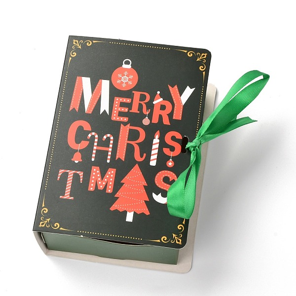 

PandaHall Christmas Folding Gift Boxes, Book Shape with Ribbon, Gift Wrapping Bags, for Presents Candies Cookies, Christmas Themed Pattern...