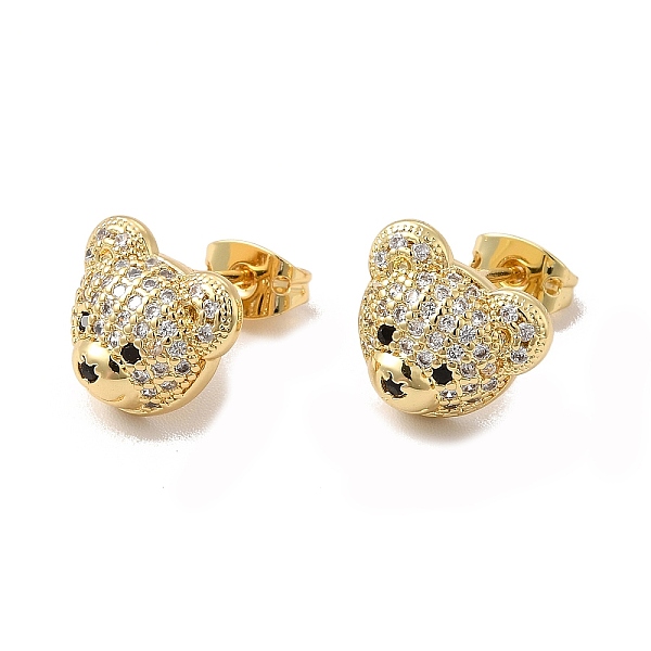 

PandaHall Cubic Zirconia Bear Stud Earrings, Real 18K Gold Plated Brass Jewelry for Women, Cadmium Free & Lead Free, Clear, 10x12mm, Pin...