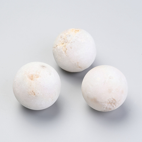 

PandaHall Natural Druzy Quartz Beads, Gemstone Home Display Decorations, No Hole/Undrilled, Round, White, 40~42mm Other Quartz Round White