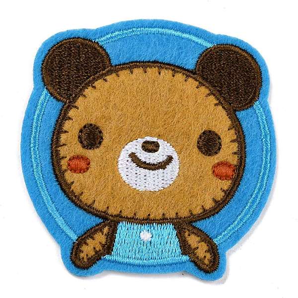 PandaHall Computerized Embroidery Cloth Iron on/Sew on Patches, Costume Accessories, Appliques, Bear, Orange, 56x55mm Cloth Bear Orange