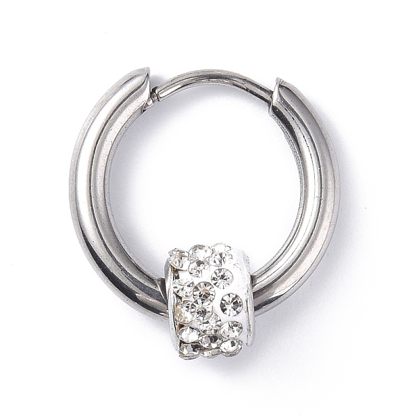 

PandaHall 304 Stainless Steel Hoop Earrings, Zinc Alloy Rhinestone Ring Beads Earring for Women, Stainless Steel Color, 17mm, Pin: 1mm 304...