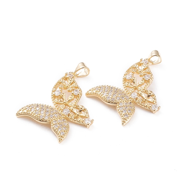 

PandaHall Brass Micro Pave Clear Cubic Zirconia Pendants, Long-Lasting Plated, Butterfly, Real 18K Gold Plated, 31x26x4.5mm, Hole: 3x4mm...