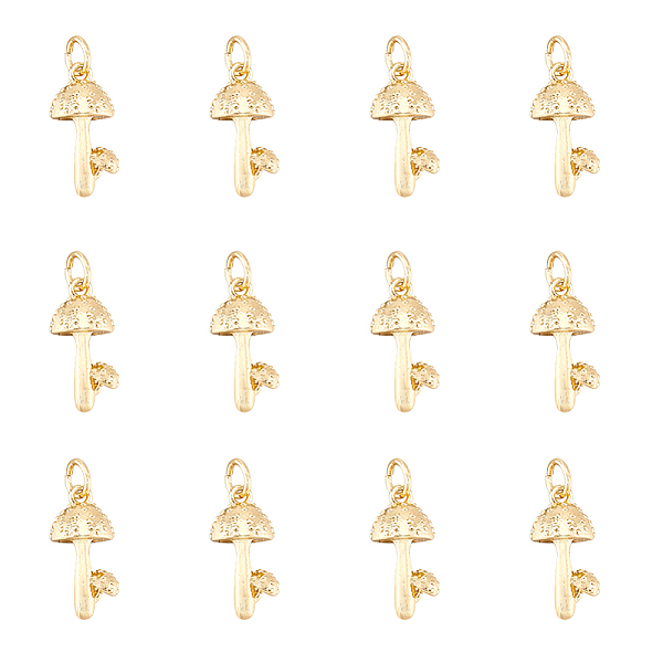 

PandaHall DICOSMETIC 12Pcs Brass Pendants, Long-Lasting Plated, with Jump Rings, Mushroom, Golden, 16.5x8x8mm, Hole: 4.5x0.8mm Brass...