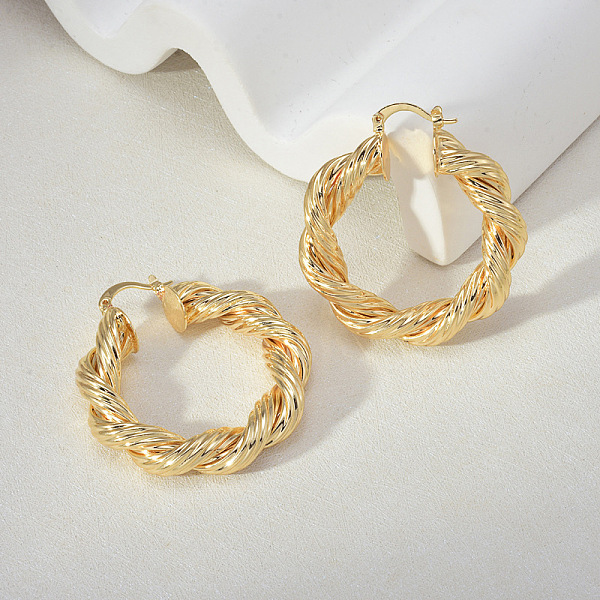 Brass Hoop Earrings… - image