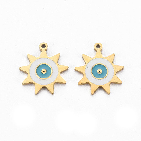 

PandaHall Ion Plating(IP) 316 Surgical Stainless Steel Enamel Charms, Laser Cut, Cadmium Free & Nickel Free & Lead Free, Flower, Golden..., Green