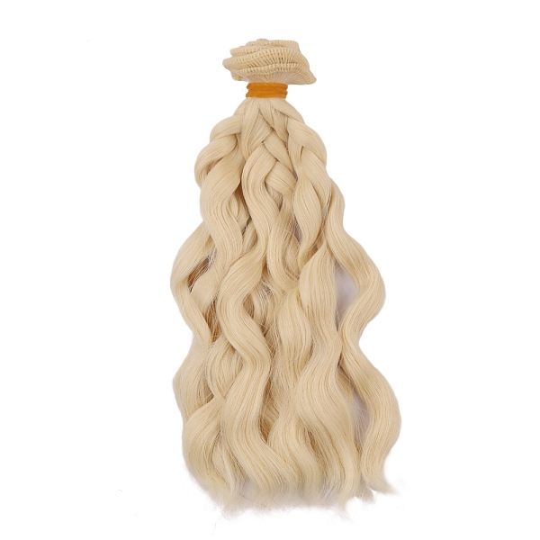 

PandaHall Plastic Long Curly Hair Doll Wig Hair, for DIY Girls BJD Makings Accessories, Pale Goldenrod, 1000x150mm Plastic