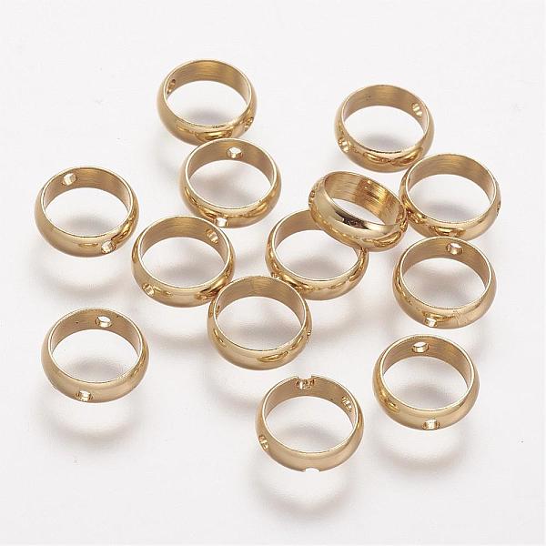 

PandaHall Rack Plating Brass Bead Frames, Long-Lasting Plated, Ring, Golden, 8x2.5mm, Hole: 1mm Brass Ring