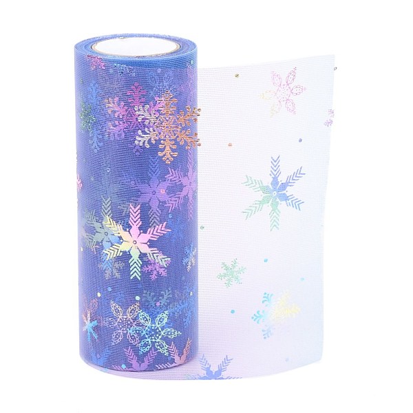 

PandaHall Christams Deco Mesh Ribbons, Glitter Tulle Fabric, for DIY Craft Gift Packaging, Home Party Wall Decoration, Snowflake Pattern..., Purple