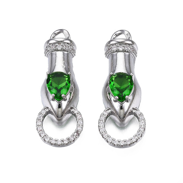 

PandaHall Brass Clear & Green Cubic Zirconia Connector Charms, Cadmium Free & Nickel Free & Lead Free, Snake, Platinum, 33x12x8mm, Hole: 3mm...