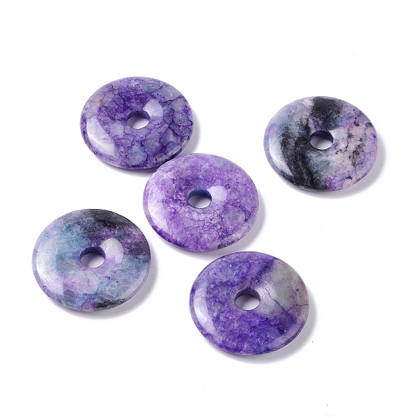 

PandaHall Natural Dolomite Pendants, Dyed, Donut/Pi Disc, Purple, 40x5mm, Inner Diameter: 8mm Dolomite Donut Purple