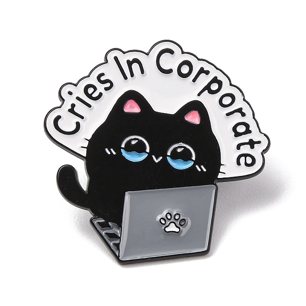 企業の猫のエナメルピンで泣く