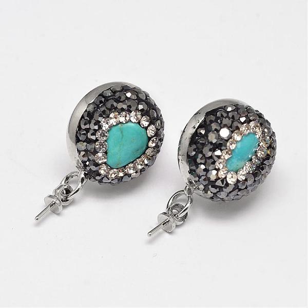 

PandaHall Brass Stud Earring Findings, with Polymer Clay Rhinestone and Dyed Howlite Beads, Colorful, 19x14x8mm, Pin: 0.7mm Brass+Rhinestone..., Multicolor