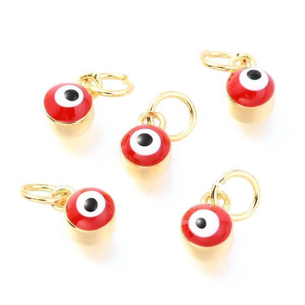 

PandaHall Brass Enamel Pendants, Long-Lasting Plated, Real 18K Gold Plated, with Jump Rings, Column with Evil Eye, Red, 7x3.5x4.5mm,Jump...