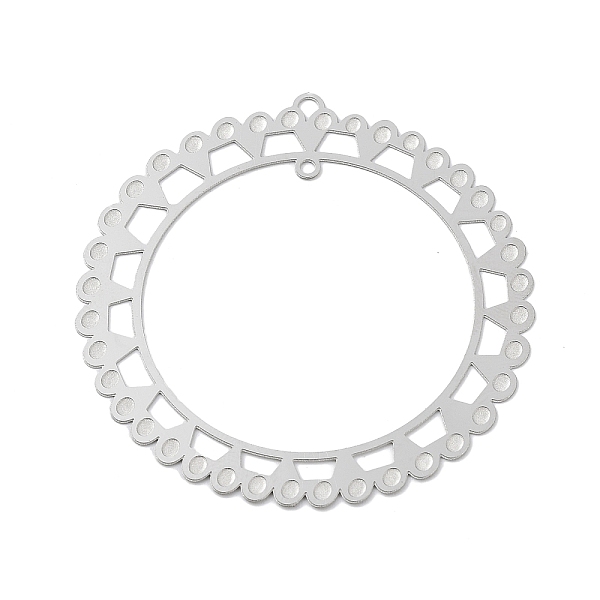 

PandaHall 304 Stainless Steel Connector Charms, Ring Links, Etched Metal Embellishments, Stainless Steel Color, 50x48x0.3mm, Hole: 1.6x1.3mm...
