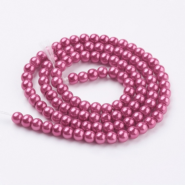 

PandaHall Eco-Friendly Dyed Glass Pearl Round Beads Strands, Cotton Cord Threaded, Fuchsia, 4~4.5mm, Hole: 0.7~1.1mm, about 104pcs/strand..., Pink