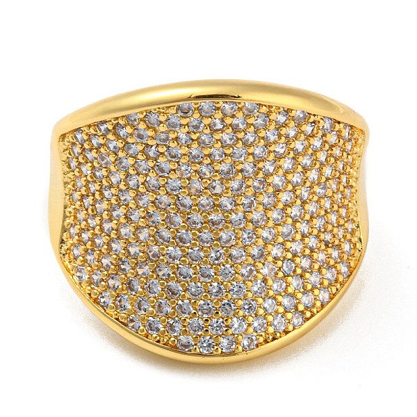 

PandaHall Rack Plating Brass Micro Pave Clear Cubic Zirconia Wide Open Cuff Rings, Cadmium Free & Lead Free, Real 18K Gold Plated, US Size 7...