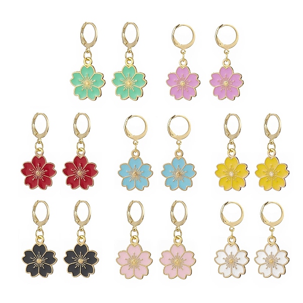 

PandaHall 8 Pair 8 Color Alloy Enamel Flower Dangle Leverback Earrings for Women, Mixed Color, 36mm, Pin: 0.8mm, 1 Pair/color Alloy..., Multicolor