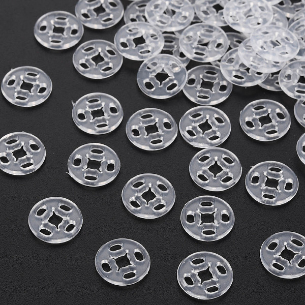 

PandaHall Transparent Resin Snap Fasteners, Flat Round, Clear, 10x3.5mm, Hole: 1.2mm Resin Flat Round Clear