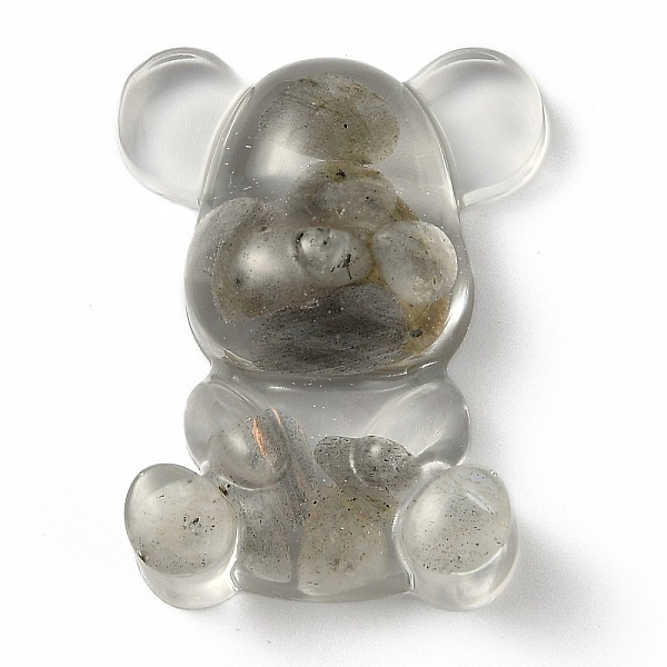 

PandaHall Resin Display Decorations, with Natural Labradorite Chips Inside, Bear, 53.5~53.8x41~41.5x17.5~21mm Labradorite Bear