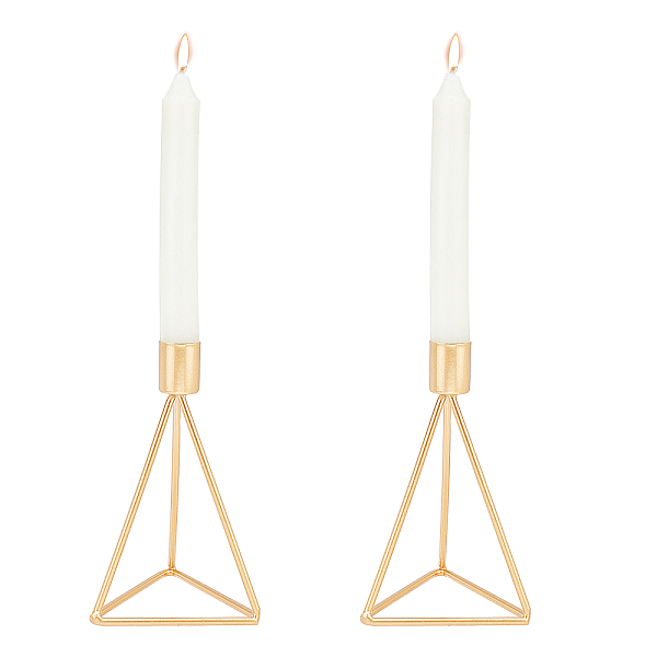 PandaHall Iron Candle Holder, Perfect Home Party Decoration, Triangle, Golden, 2.2x16.5x9.5cm Iron Gold