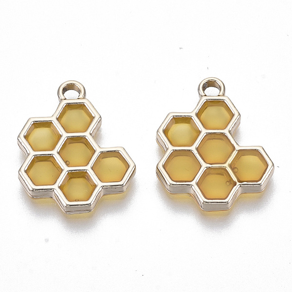 

PandaHall Epoxy Resin Pendants, with Light Gold Plated Alloy Open Back Settings, Honeycomb, Gold, 19.5x16x2.5mm, Hole: 2mm Alloy+Epoxy Resin...