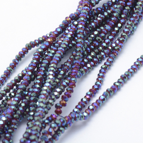 

PandaHall Electroplate Opaque Glass Beads Strands, Full Plated, Faceted, Rondelle, Green Plated, 2.5x1.5mm, Hole: 0.5mm, about...