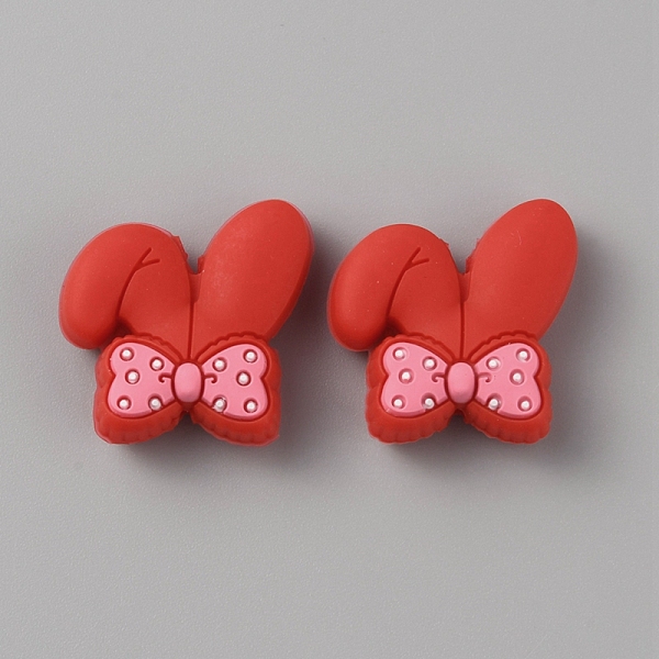 

PandaHall Rabbit with Bowknot Food Grade Eco-Friendly Silicone Beads, Chewing Beads For Teethers, DIY Nursing Necklaces Making, Red...