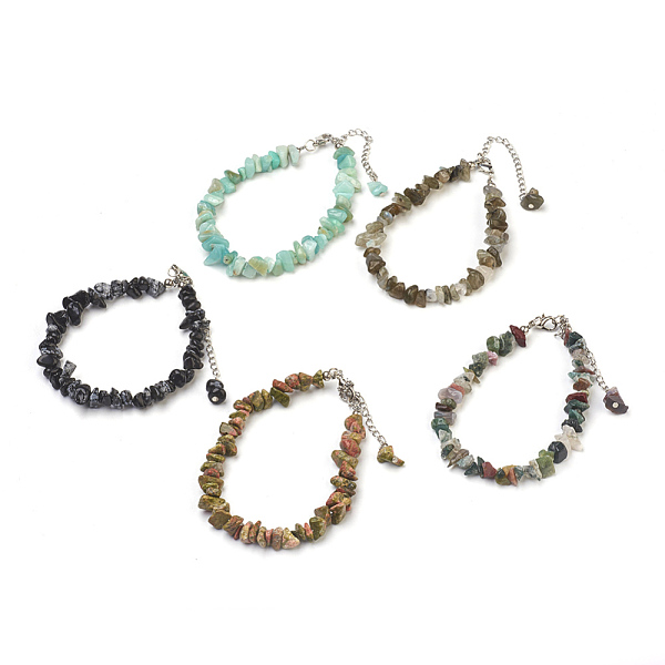 

PandaHall Natural & Synthetic Mixed Stone Chip Beads Anklets, with Glass Seed Beads, with Brass and Stainless Steel Findings, 8-1/2 inch...