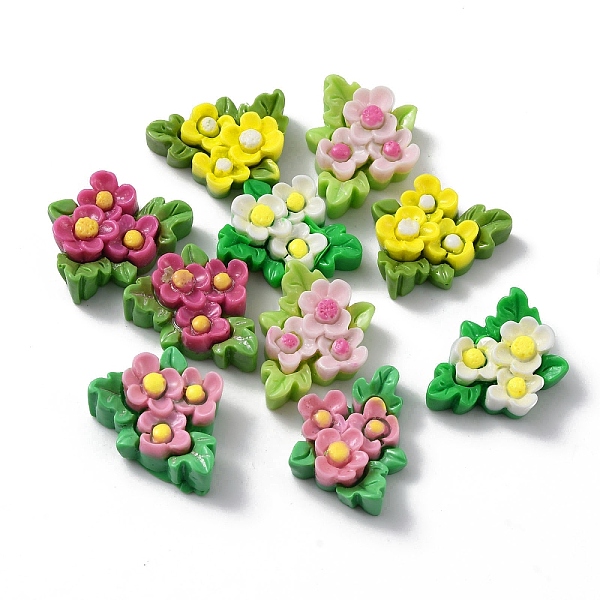 

PandaHall Opaque Resin Decoden Cabochons, Flower, Mixed Color, 22x18.5x8mm Resin Flower Multicolor