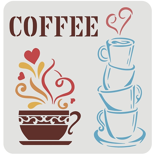 

PandaHall FINGERINSPIRE Coffee Cup Stencil 30x30cm Reusable Coffee Drawing Template PET Plastic Coffee Painting Stencil Coffee Bar DIY..., White