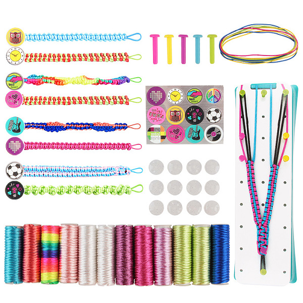 

PandaHall Knitting Bracelet Tool Kits, DIY Craft Tools, including Instruction Sheet, Cord, Sticker, Button, Pin, Weaving Loom, Mixed Color..., Multicolor