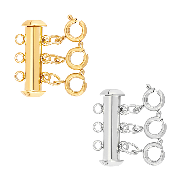 

PandaHall 2Pcs 2 Colors 304 Stainless Steel Slide Lock Clasps, with Spring Ring Clasps, Tube, Golden & Stainless Steel Color, 20mm, Hole...