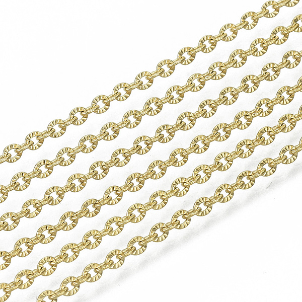 

PandaHall 304 Stainless Steel Chains, Cable Chains, Link Chains, Textured, with Spool, Golden, 2.5x2x0.3mm, about 82.02 Feet(25m)/roll 304...