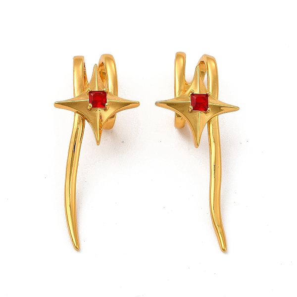 

PandaHall Rack Plating Brass Micro Pave Cubic Zirconia Cuff Earrings, Long-Lasting Plated Star Earring for Women, Cadmium Free & Lead Free..., Red