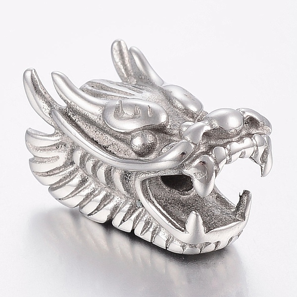 

PandaHall 304 Stainless Steel European Beads, Large Hole Beads, Dragon Head, Stainless Steel Color, 28.5x15x17mm, Hole: 4mm 304 Stainless...