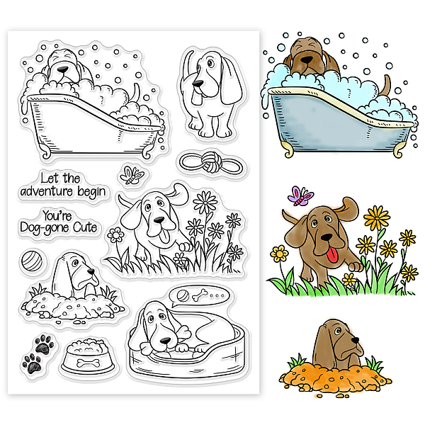 

PandaHall PH Dog Clear Stamps, Transparent Craft Stamps Pet Doggie Shape Patterns Rubber Stamps Animal Stamps for Scrapbooking Card Making...
