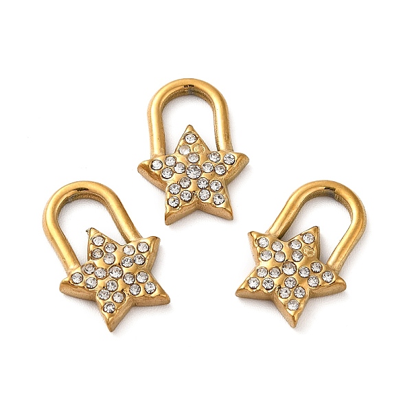 

PandaHall Ion Plating(IP) 304 Stainless Steel Pendants, with Crystal Rhinestone, Star Charms, Golden, 15x11x2.5mm, Hole: 3.5x5mm Stainless...