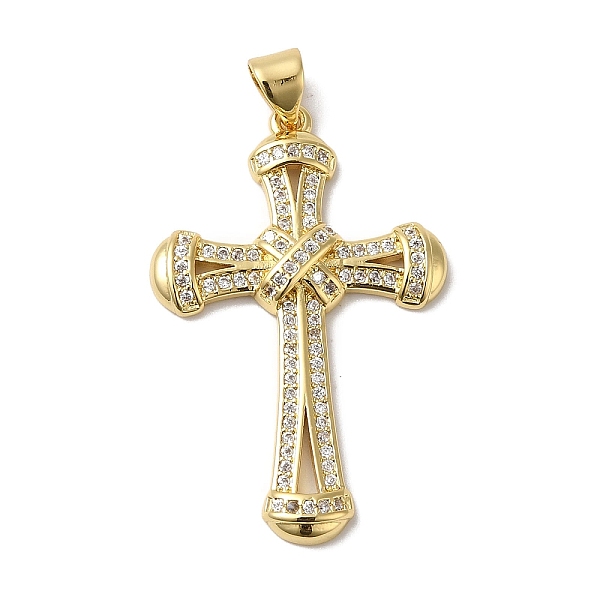 

PandaHall Rack Plating Brass Micro Pave Clear Cubic Zirconia Pendants, Long-Lasting Plated, Lead Free & Cadmium Free, Cross, Real 18K Gold...