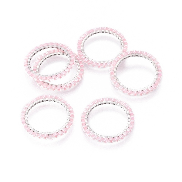 

PandaHall MIYUKI & TOHO Handmade Japanese Seed Beads, with Silver Plated 304 Stainless Steel Link Rings, Loom Pattern, Ring/Circle, Pink...